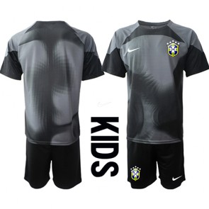 Brasil Keeper Hjemmedraktsett Barn VM 2022 Kortermet (+ Korte bukser)